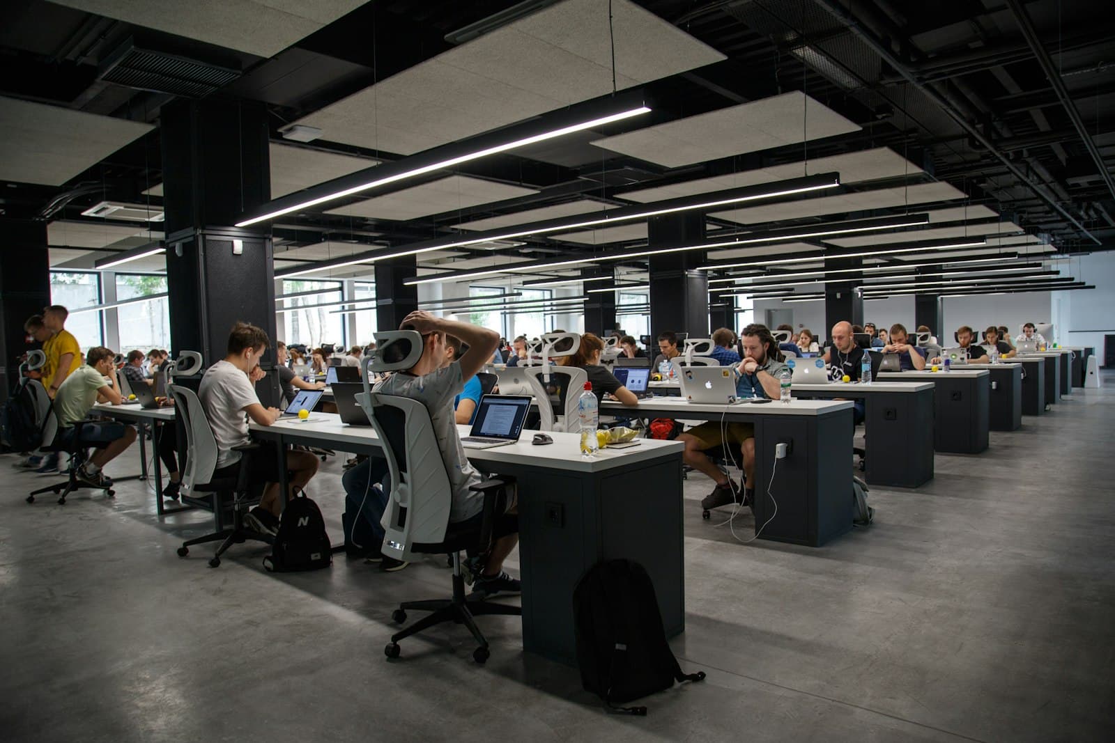 Open-plan office at work